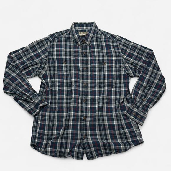 Duluth Trading Co Blue Red Plaid Flannel Shirt Men’s Large Cotton - Picture 1 of 5
